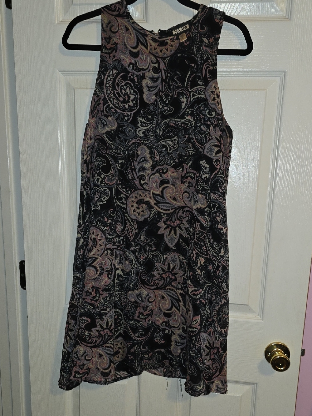 Haani Black Paisley-Print Sleeveless Mini Dress with Pink and Cream Details